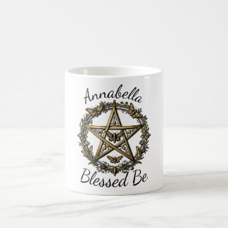 Pentagramm und Motte Hexenkunst benutzerdefinierte Kaffeetasse