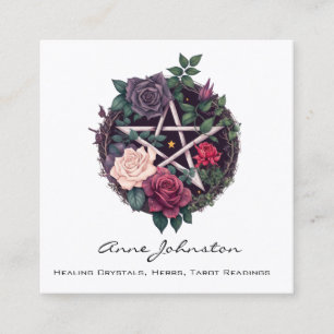 Pentagramm und Rose Occult Square Business Card Quadratische Visitenkarte