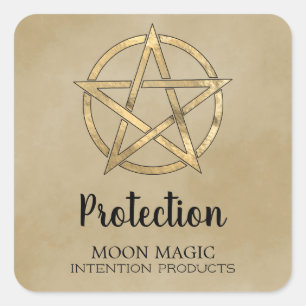 Pentagramm Witchcraft Spell Jar Labels Quadratischer Aufkleber