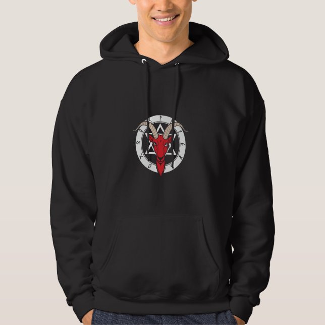 Pentagramm Ziegenkopf Baphomet Satanischer Hexenza Hoodie (Vorderseite)