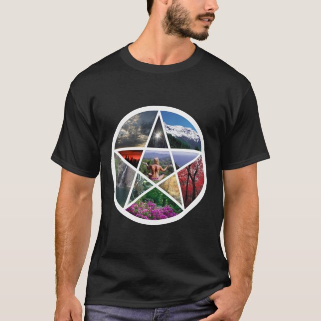 Pentagrammcollage weiß T-Shirt (Vorderseite)