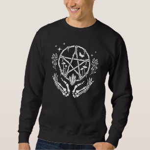 Pentakel-Kranz mit Skeletthänden Kristallen und M Sweatshirt