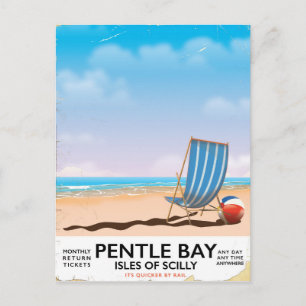 Pentle Bay Isles of Scilly Reiseplakat Postkarte