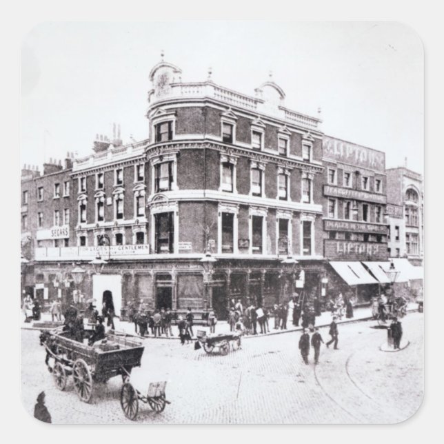 Pentonville Road szene, Islington, London Quadratischer Aufkleber (Vorderseite)