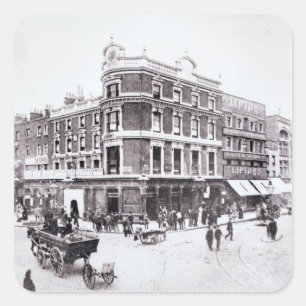Pentonville Road szene, Islington, London Quadratischer Aufkleber