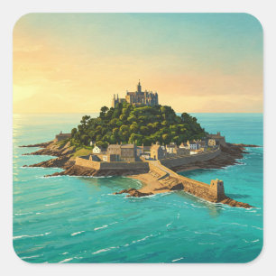 Penzance St. Michael's Mount England Travel Quadratischer Aufkleber