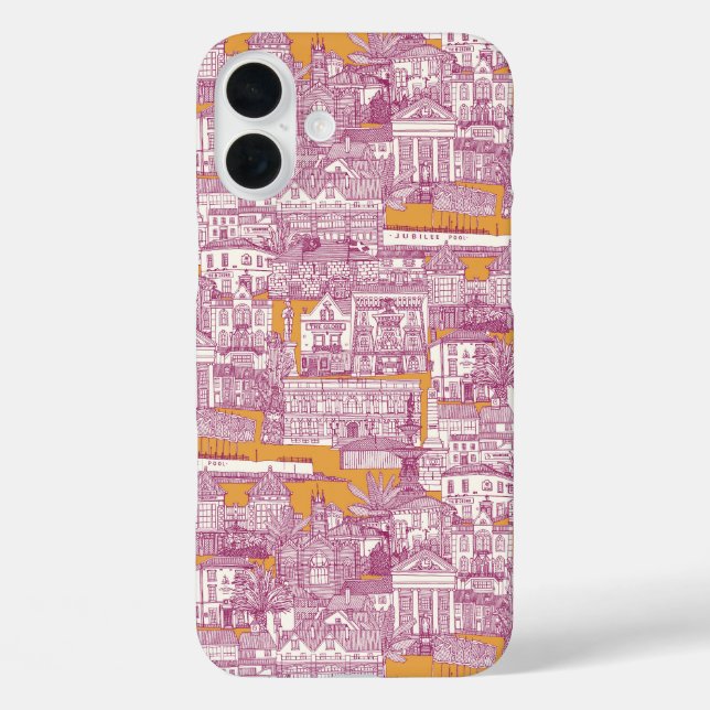 Penzance toile Fuchsia clementine Case-Mate iPhone Hülle (Rückseite)
