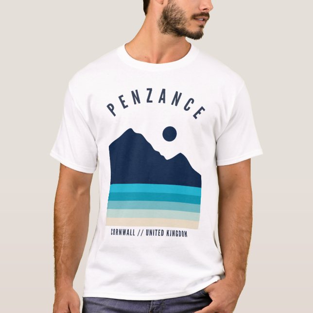 Penzance United Kingdom Retro Vintag Beach T-Shirt (Vorderseite)