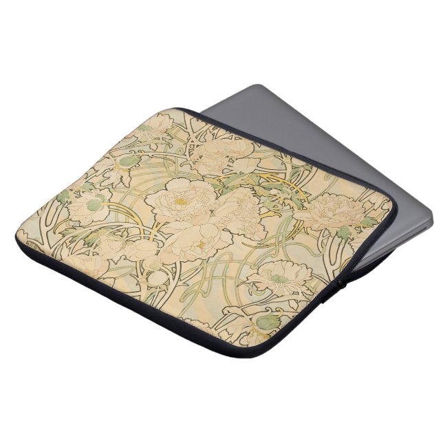 Peones von Alphonse Mucha, Vintager Jugendstil Laptopschutzhülle (Vorne Oben)