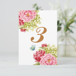 Peongs und Hydrangea-Tafelkarte Nr. 3 RSVP Karte