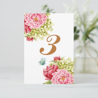 Peongs und Hydrangea-Tafelkarte Nr. 3 RSVP Karte