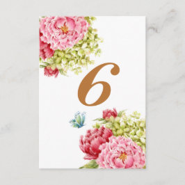 Peongs und Hydrangea-Tafelkarte Nr. 6 RSVP Karte