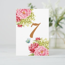 Peongs und Hydrangea-Tafelkarte Nr. 7 RSVP Karte