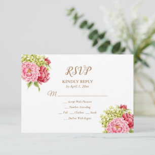 Peongs und Hydrangeas-Response-Karte RSVP Karte