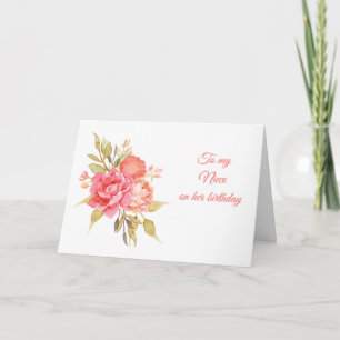 Peongs und Rose Floral Bouquet Geburtstag Karte