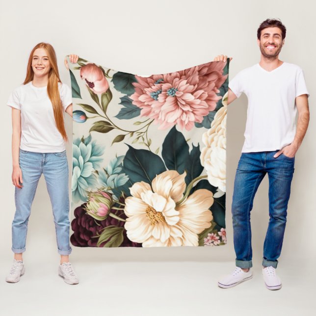 Peoniegeflecht und Gardenie Nahtloses Muster Fleecedecke (Beispiel)