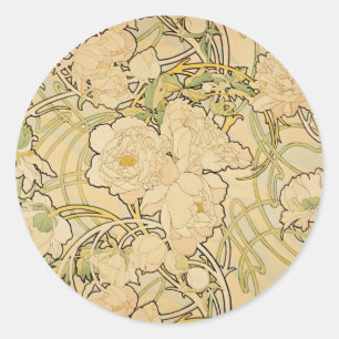 Peonies 1897 runder aufkleber