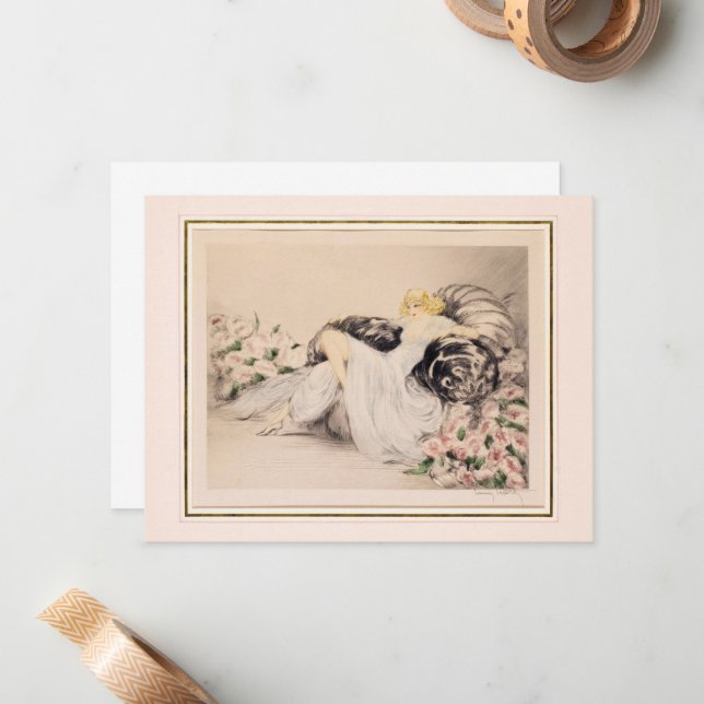 Peonies, 1935 von Louis Icart Mitteilungskarte (Vorderseite/Rückseite Beispiel)