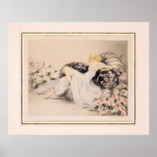 Peonies, 1935 von Louis Icart Poster (Vorne)