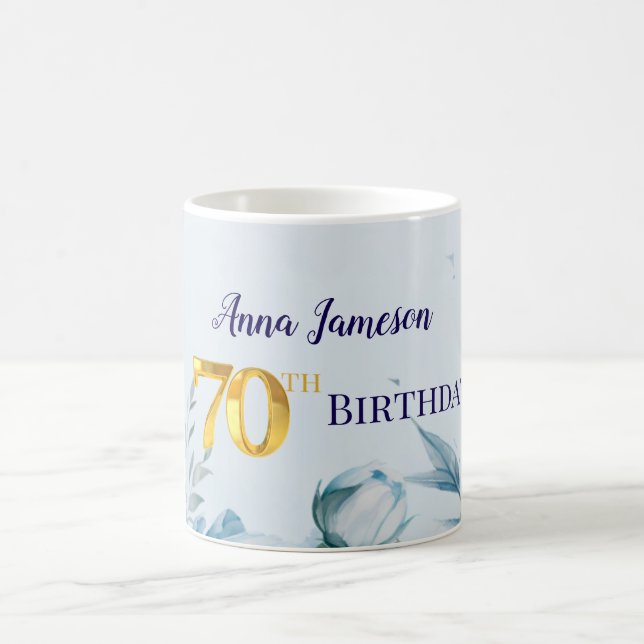Peonies 70th birthday Party Invitation Kaffeetasse (Mittel)