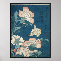 Peonies and Canary von Katsushika Hokusai 1834