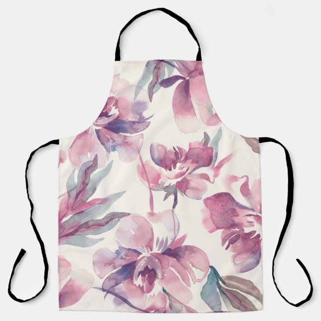 Peonies Aquarell: nahtlos blühender Hintergrund. Schürze (Vorderseite)