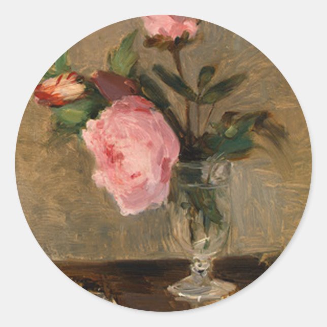 Peonies Berthe Morisot Kunst Runder Aufkleber (Vorderseite)