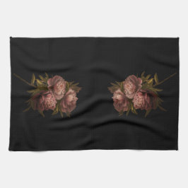 Peonies Black Geschirrtuch