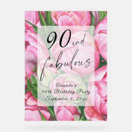 Peonies Blume 90. Geburtstagsparty Acrylschild