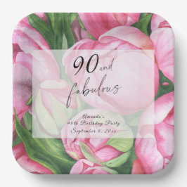 Peonies Blume 90. Geburtstagsparty Pappteller