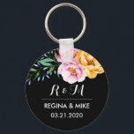 Peonies Blume Spring Wedding Monogram Schlüsselanhänger<br><div class="desc">Dieses Vintage und rustikale Rosa- und Gelbbschaum, Aquarellbilder für die Blume, eignet sich hervorragend für Hochzeiten, Brautparty, Verlobungsfeiern und Jubiläumsfeiern Gastgeschenk. Dieses elegante und blumengeschmückte Design für Ihre Hochzeit im Freien im Frühjahr, im Land oder in einem romantischen botanischen Garten. Personalisieren Sie den Text mit dem Schriftart der Schrift, um...</div>