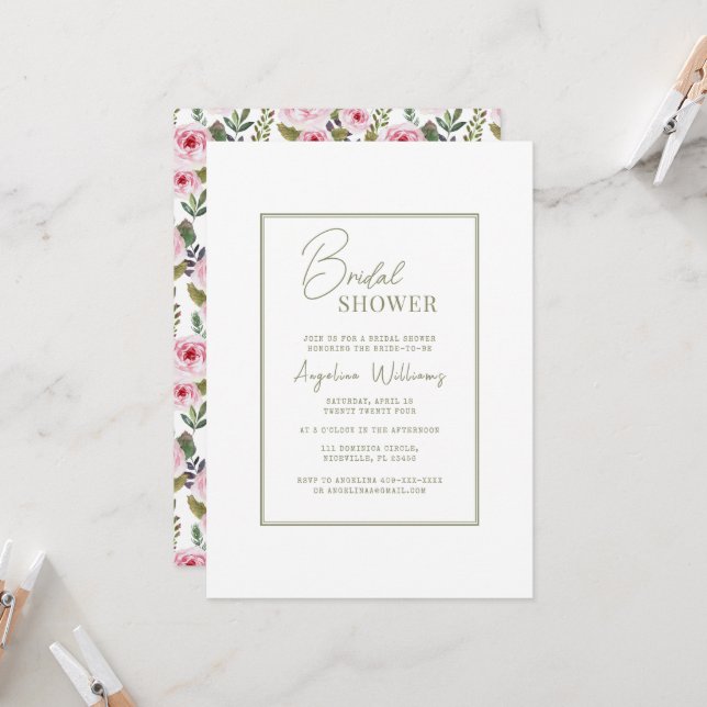 Peonies Bridal Dusche Einladung (Vorderseite/Rückseite Beispiel)