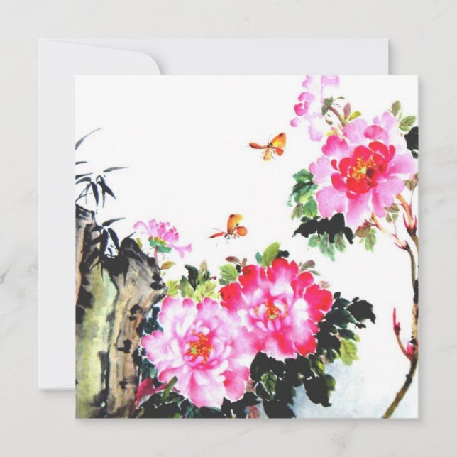 Peonies & Butterflies/All-Occasion Custom Invites Einladung (Vorderseite)