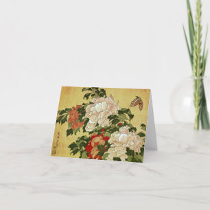 Peonies & Butterflies Hokusai japanische Kunstkuns Karte