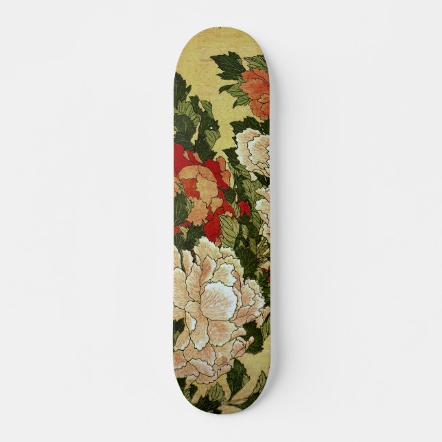 Peonies & Butterflies Hokusai japanische Kunstkuns Skateboard (Vorne)
