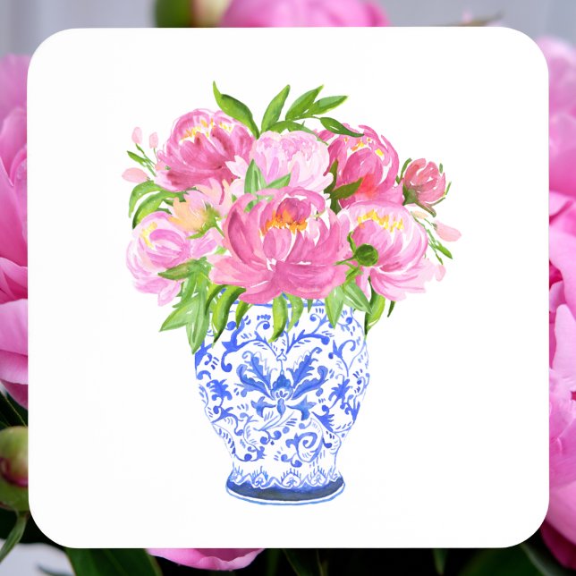 Peonies Chinoiserie Vase Getränkeuntersetzer (Von Creator hochgeladen)