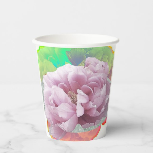 Peonies Colorful Paper Cups Pappbecher (Vorderseite)