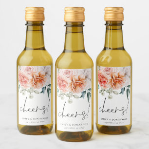 Peonies Coral Peach Florals Cheers Gastgeschenk Ho Weinetikett