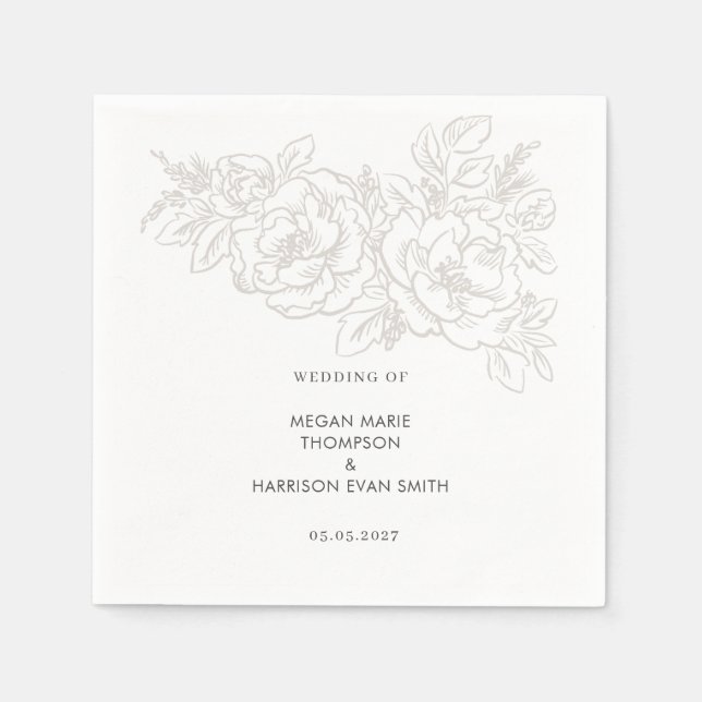 Peonies elegante Blume Corner Napkins Serviette (Vorderseite)