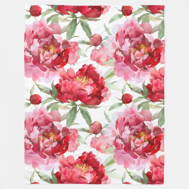 Peonies Fleece Decke (Vorderseite)