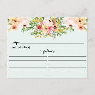 Peonies Floral Brautparty Rezept Card Postkarte
