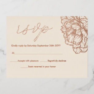 Peonies Floral Elegante Real Rose Gold RSVP Karten