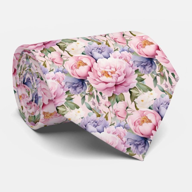 Peonies Floral Peony Blume Krawatte (Gerollt)