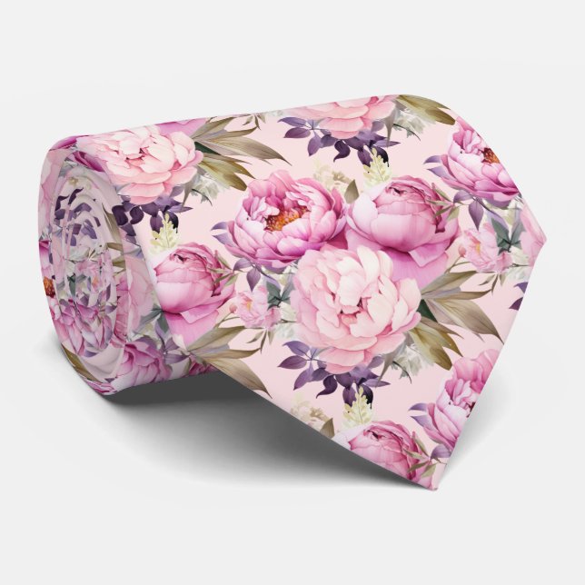 Peonies Floral Peony Blume Krawatte (Gerollt)