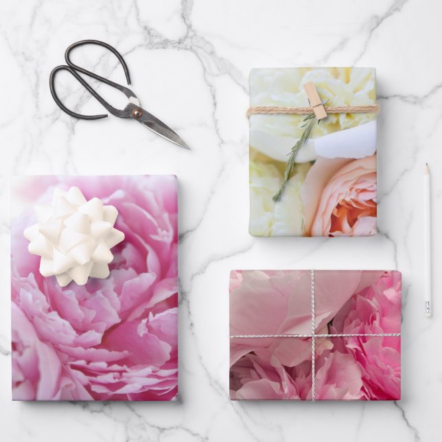 Peonies Geschenkpapier Set (Vorderseite)