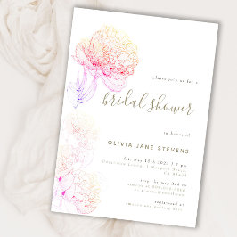 Peonies Gold Elegantes Brautparty Einladung