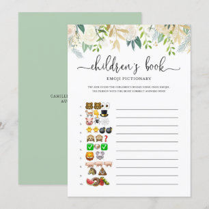 Peonies Gold Emoji Pictionary Baby Showspiel Einladung