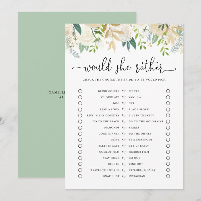 Peonies Gold Glitzer würde eine Spielkarte überbrü Einladung (Vorne/Hinten)