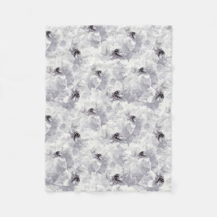 Peonies, grau-weiß, blühende, weiße Blume Fleecedecke