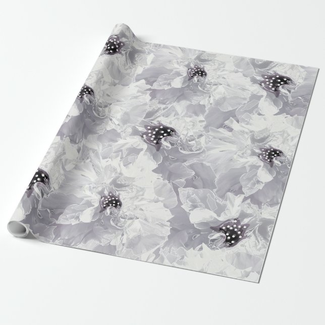 Peonies, grau-weiß, blühende, weiße Blume Geschenkpapier (Ungerollt)